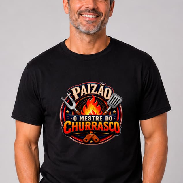 Camiseta PAIZÃO MESTRO DO CHURRASCO 100% Algodão Coleção do Dia dos Pais