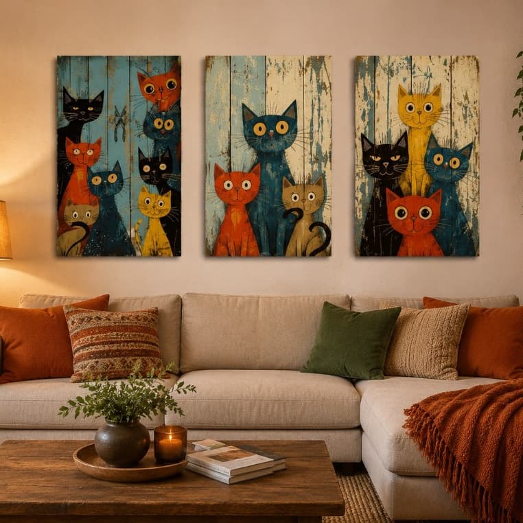 Quadro Decorativo 3 Peças Quadro Colorido Estilo Vinta Sala Quarto Hall Externo
