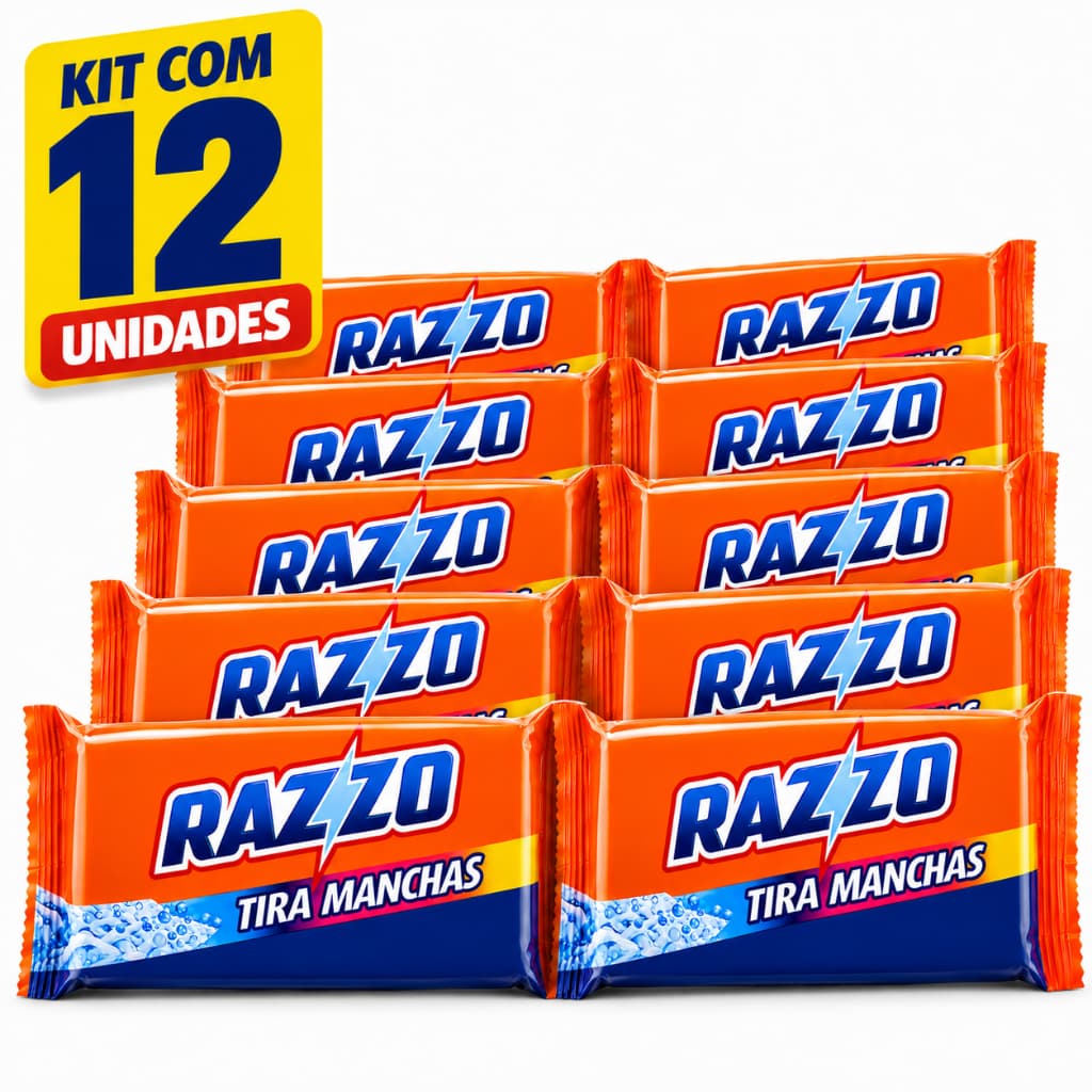 Kit 12 Sabão Tira Mancha 150g Glicerinado Tira Mancha Dificil Razzo