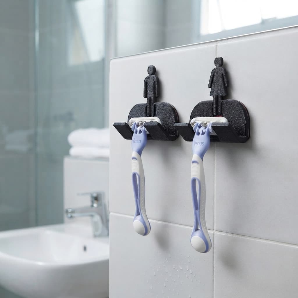 Suporte Para Aparelho De Barbear Gillette Parede Adesivo Sem Furo Organizador Banheiro Masculino e Feminino
