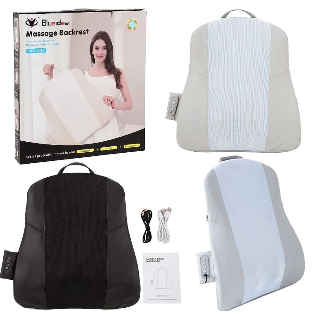 Massageador Elétrico Lombar Shiatsu Recarregável Encosto Massagem Relaxante