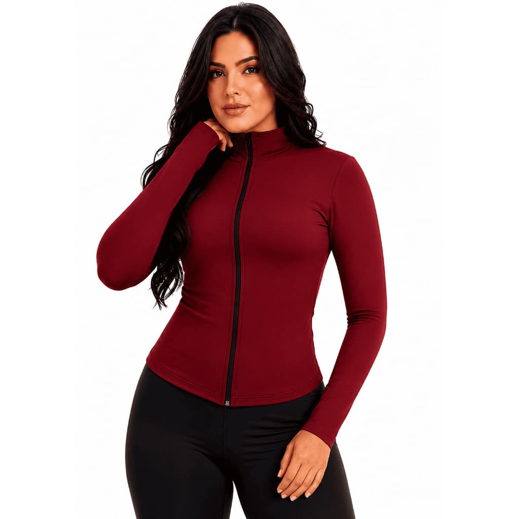 Blusa Fitness Manga Longa Casaco Academia Feminino Casaco Esportivo Feminino Blusa Com Zíper Fitness Casaco Treino