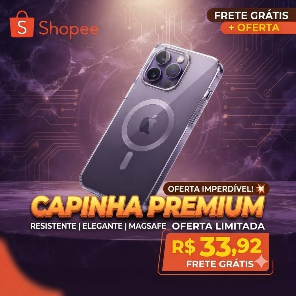 Capa Magnética Magsafe Transparente Para iPhone - Proteção Contra Quedas e Arranhões