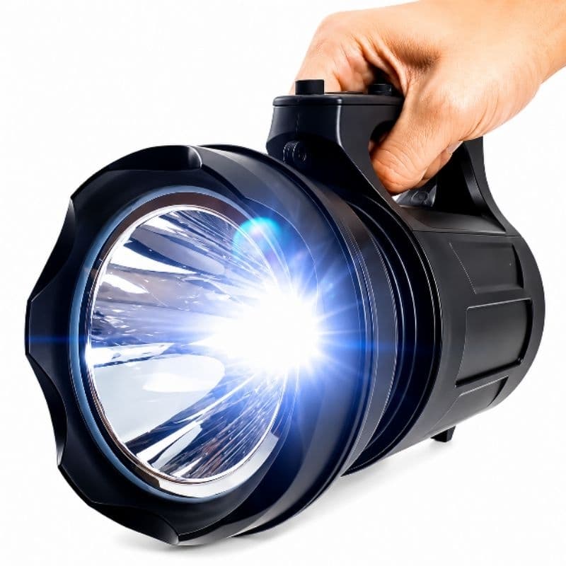 T6 LANTERNA BIVOLT - Holofote LED PRETO 30W Recarregável Pesca Trilha Camping - BM-6000A Lanterna.