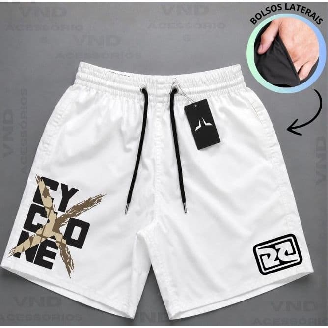 Short Bermuda Tactel Masculina Estampado Cyclon Estilo Mauricinho Treino Esporte Academia Verão