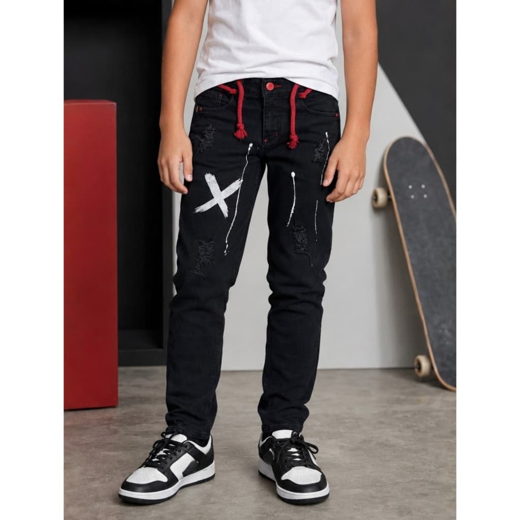 Calça Jeans Jogador de Menino Tendencia Moda Infantil e Juvenil