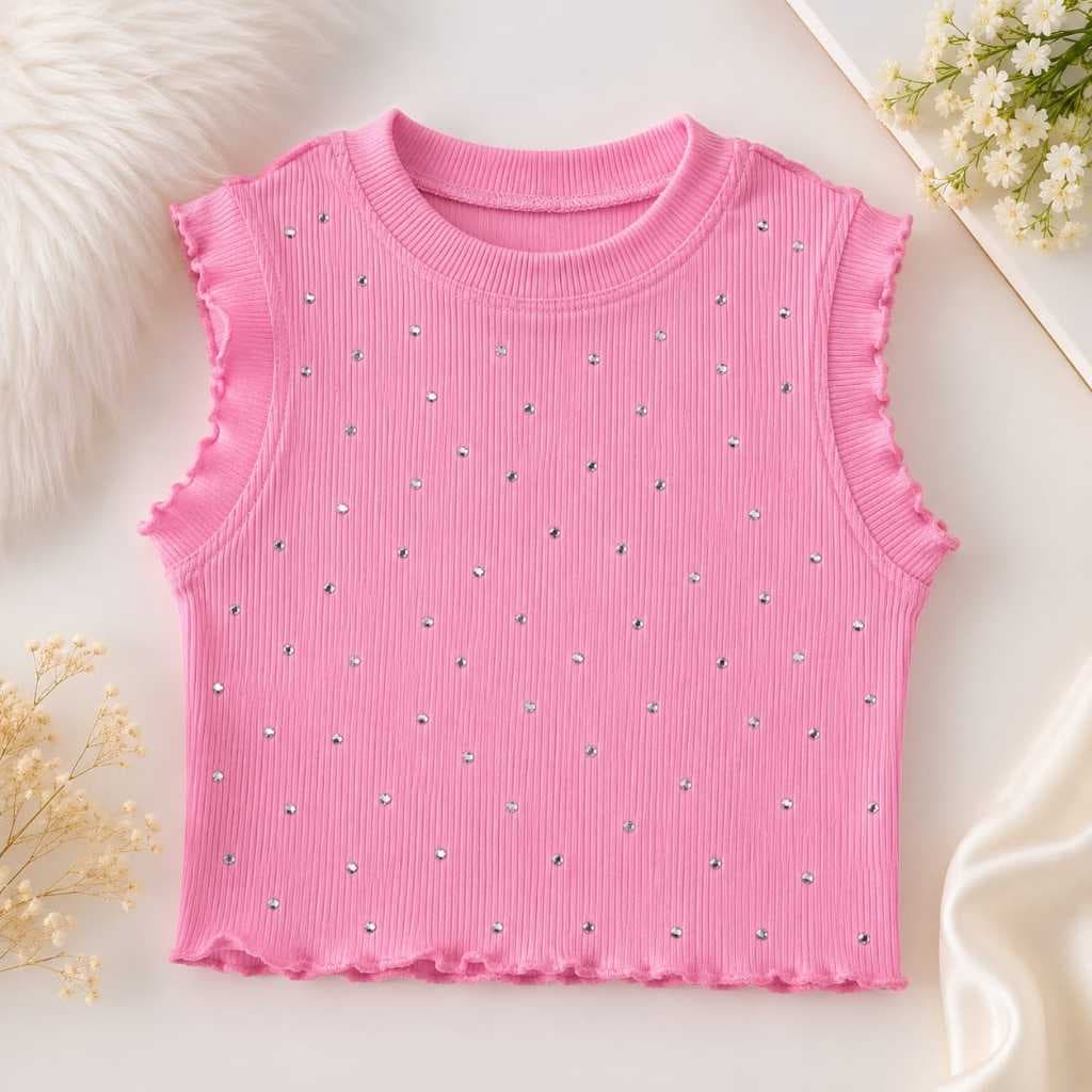 BLUSA INFANTIL CANELADO COM ESTRASS
