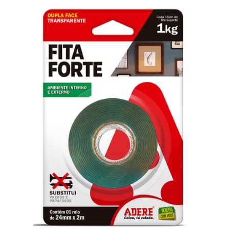 Fita Forte Dupla Face Transparente 2 metros