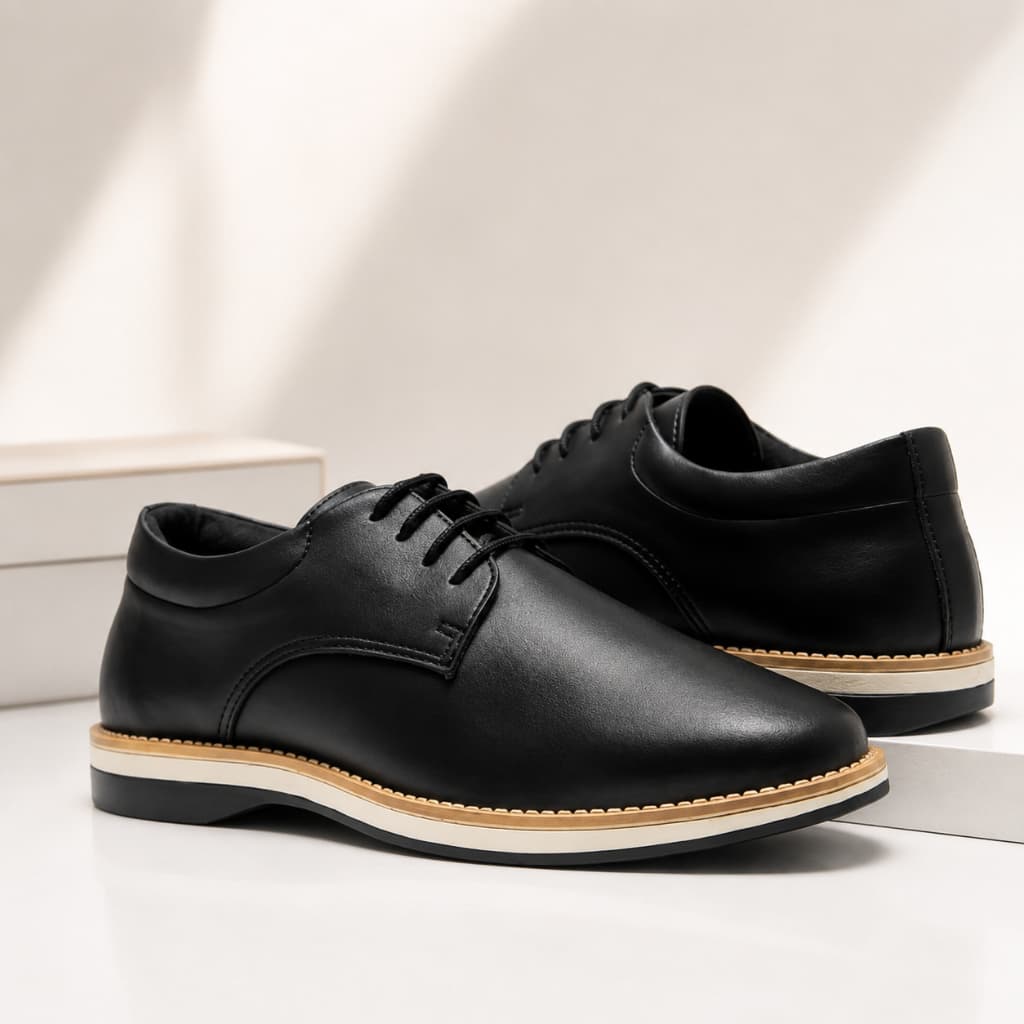 Sapato Social Preto Casual Oxford Improvizzo Elegância  Modernidade Plus Alta Qualidade