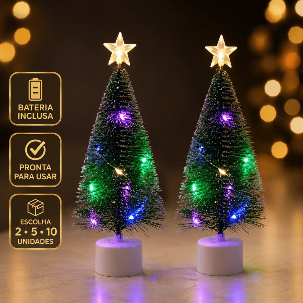 Kit 10 Mini Arvoré De Natal Nevada Com Led 17 cm Árvore De Mesa Natalina Kit 2/5/10