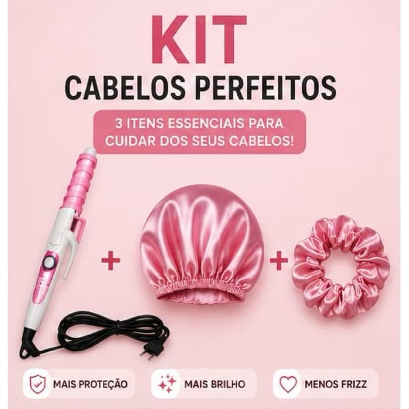 Kit Cachos Perfeitos Babyliss Viral TikTok + Touca de Cetim + Xuxinha Anti Frizz