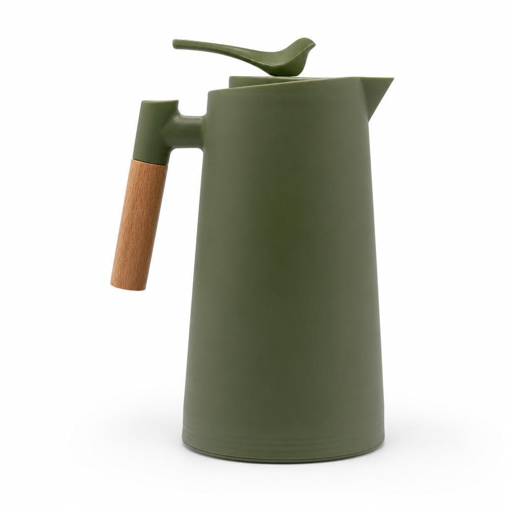 Garrafa Térmica Bird Belakaza 1L Verde-Escuro com Cabo de Madeira para Café e Bebidas Quentes ou Frias
