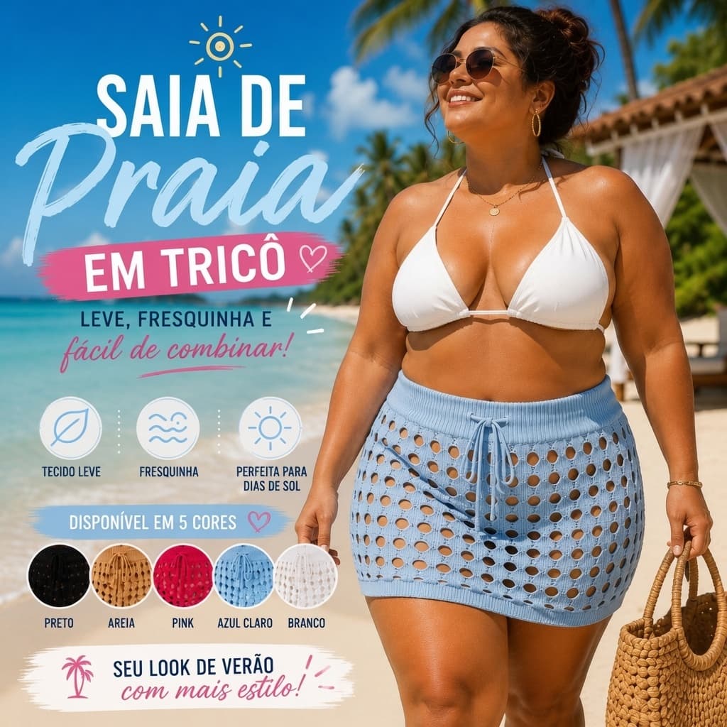 Saia Curta Saída de Praia Feminino Plus Size do Tamanho Moda Verão Piscina Com Cordão M G GG G1