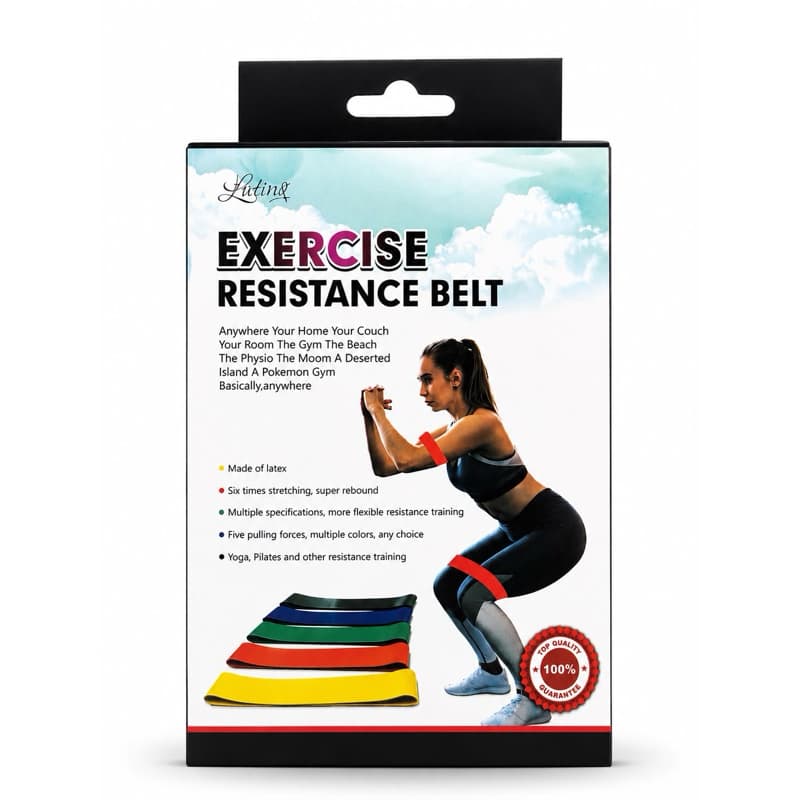 Kit 5 Faixas Elasticas Mini Bands Academia Treino Em Casa Exercicios Pilates Fisio BOLSA INDIVIDUAL, MANUAL, NA CAIXA