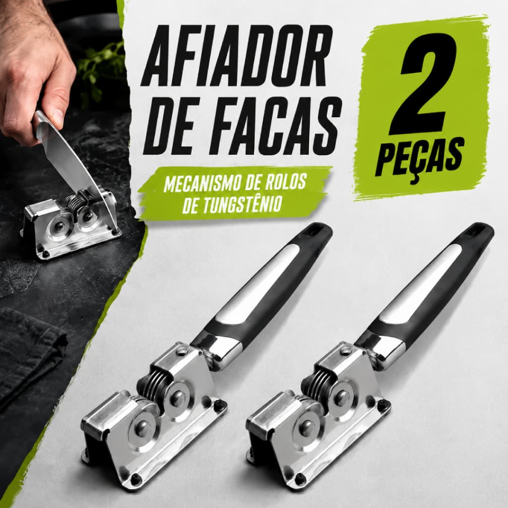 Afiador de Facas Profissional em Aço Inox Corte Rápido e Seguro para Cozinha