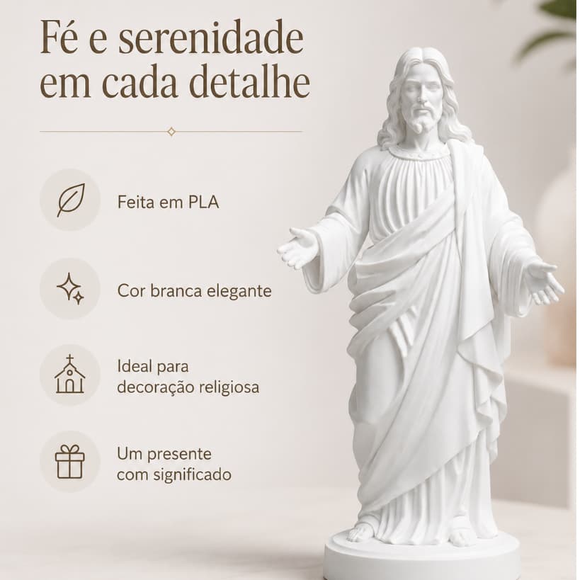 Estátua de Jesus Cristo Decorativa Branca 15cm | Presente Religioso