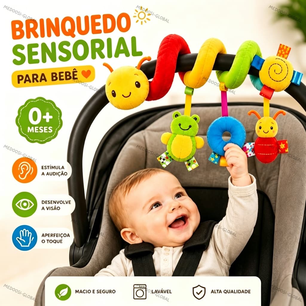 Móbile Espiral para Carrinho e Berço Bebê Brinquedo para Bebê Carrinho Berço Montessori