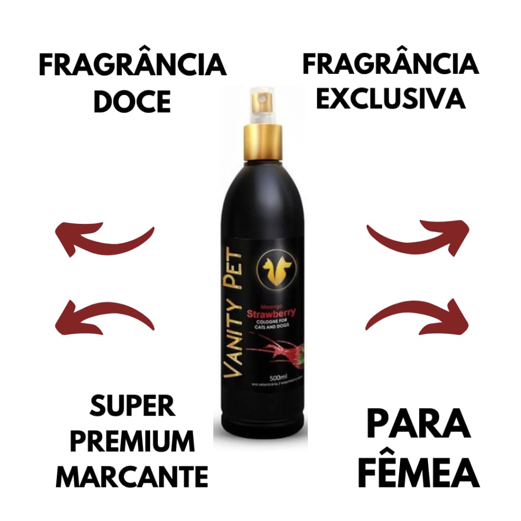 Perfume Colônia Pet Vanity Pet Strawberry Original 500ml
