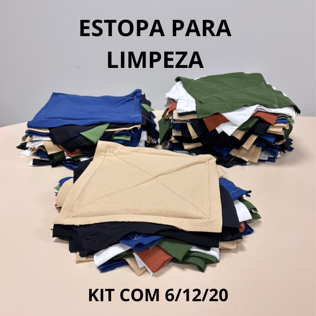 Kit 6 / 12 ou 20 Estopa Pano Limpeza Industrial Automotiva Trapo Malha Retalho Costurado Multiuso