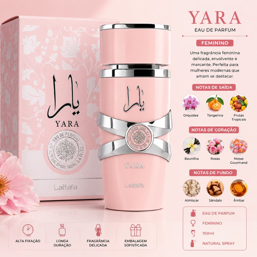 Perfume Árabe Feminino Lattafa Yara 100ml Eau De Parfum
