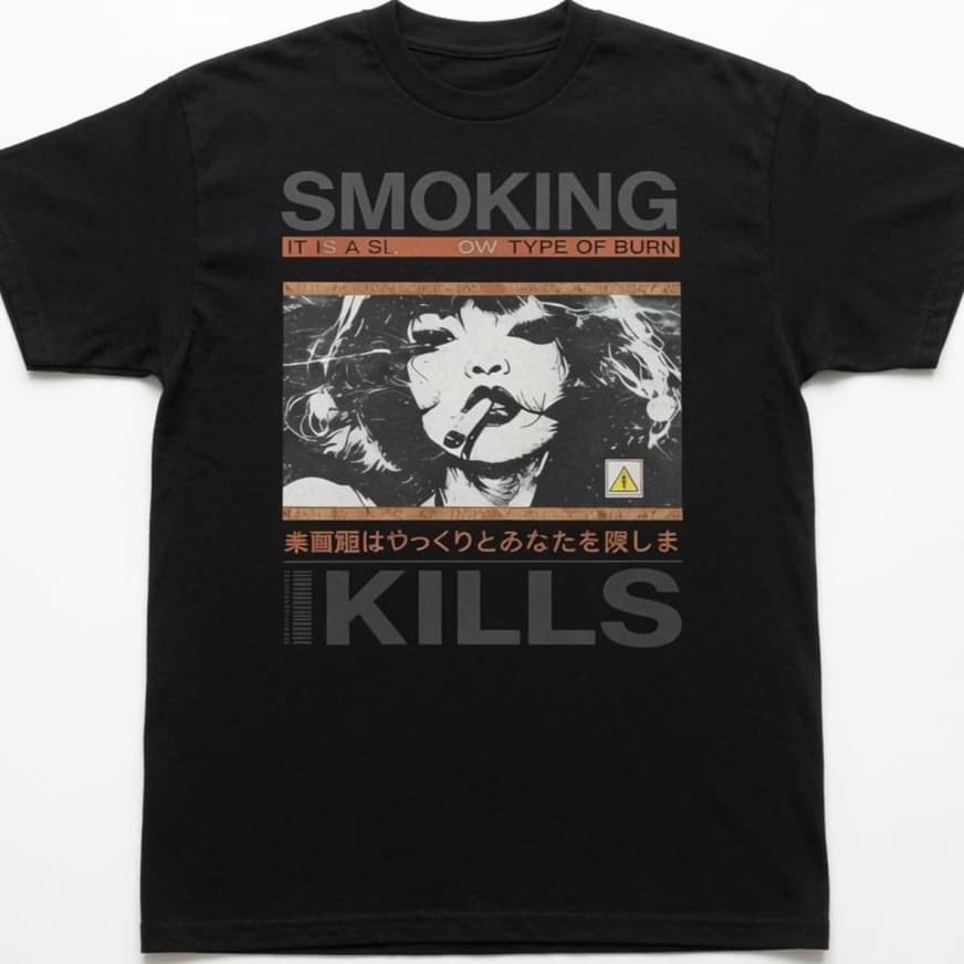 Camiseta menina com cigarro com estampa Fumar Mata vintage y2k japonês unissex envio imediato