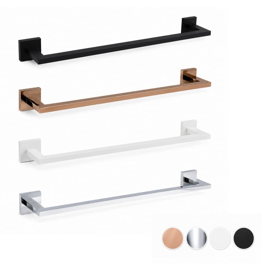 Toalheiro Porta Toalha Italy Line Eterna 60 cm Inox Polido - Red Gold - Preto - Branco