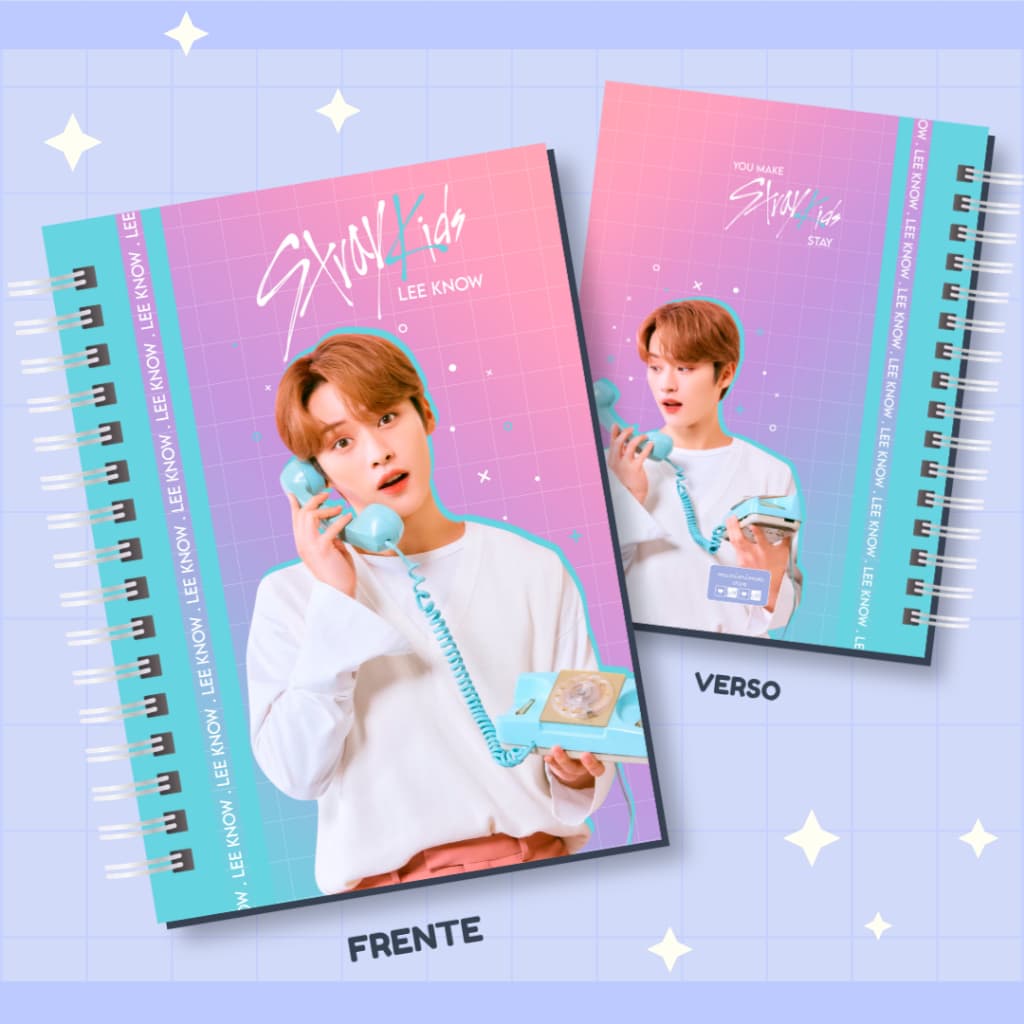 Caderno Lee Know Stray Kids Kpop | Caderno A5 ou Universitário
