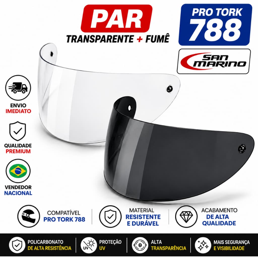 Par Viseira Pro Tork 788 Automático Transparente + Fumê San Marino