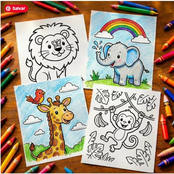 100 desenhos para Colorir 15x20 - 2 por folha - Brinde - Terapia - Diversão