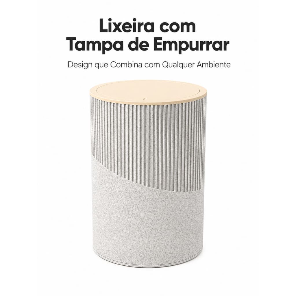 Lixeira Banheiro - Cozinha - Quarto - Escritório com Tampa de Empurrar