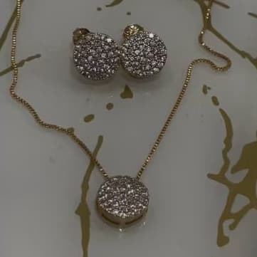 Semi Joia, conjunto semi joias, brinco e colar chique para ocasiões especiais ou dia dia