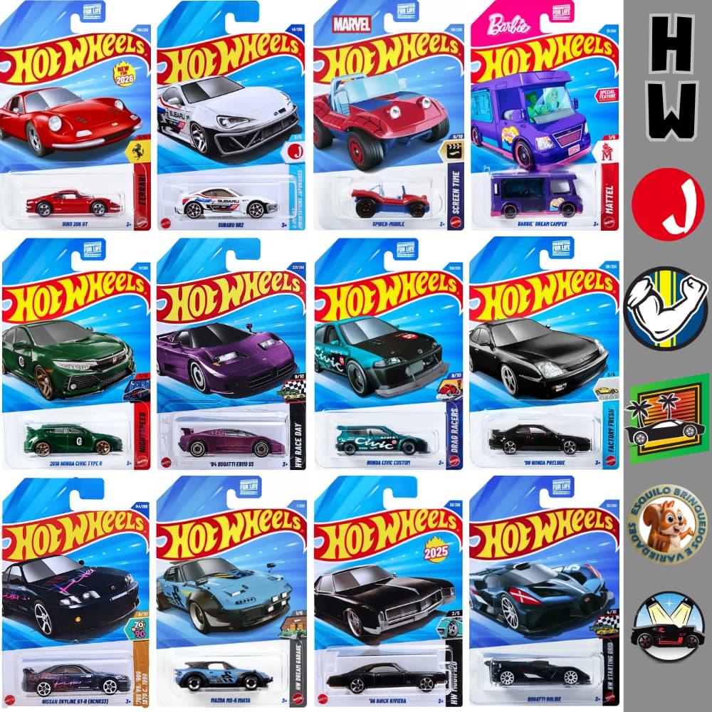 Hot Wheels 67 Mustang Dark Horse Layn lowrider Pagani Koenigsegg Nissan Skyline Subaru Peugeot Bugatti Bolide
