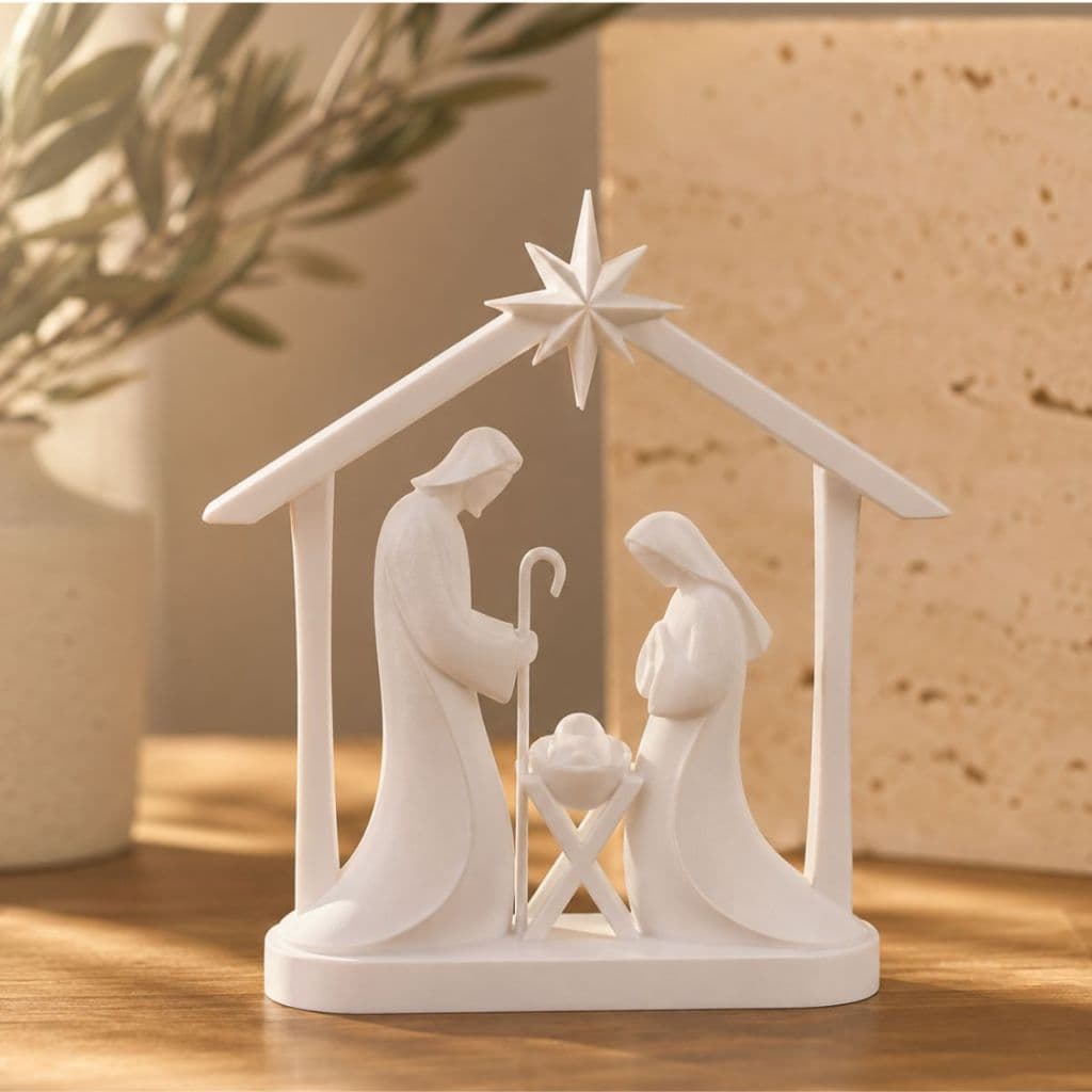 Presépio Sagrada Família Cristão Cristã Religioso Religiosa Fé Deus Jesus Decoração Bíblica Natal Escultura Estátua
