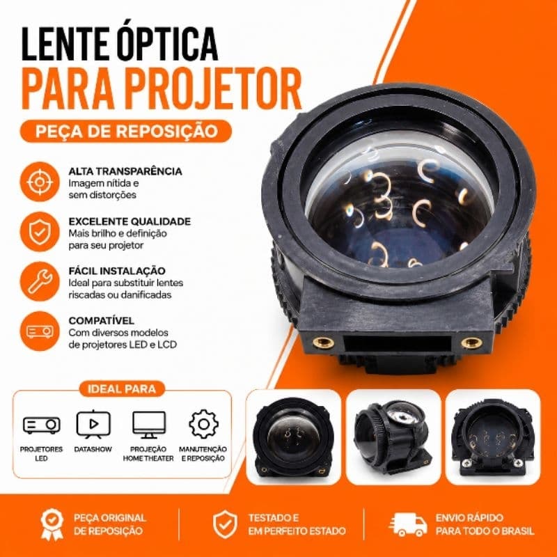 Lente Óptica para Projetor Datashow – Peça de Reposição