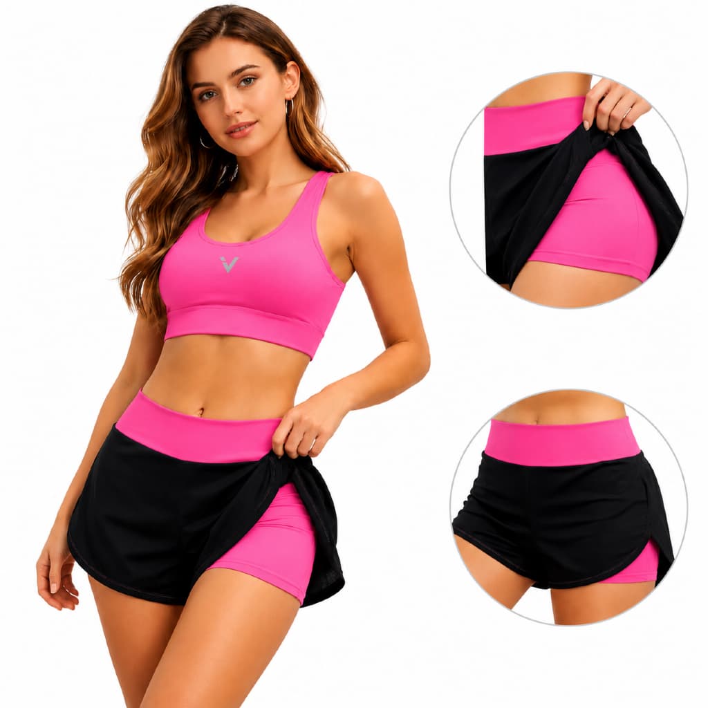 CONJUNTO FITNESS 2 PEÇAS Top e Short 2 em 1, O transparência Academia treino corrida, tamanho slim