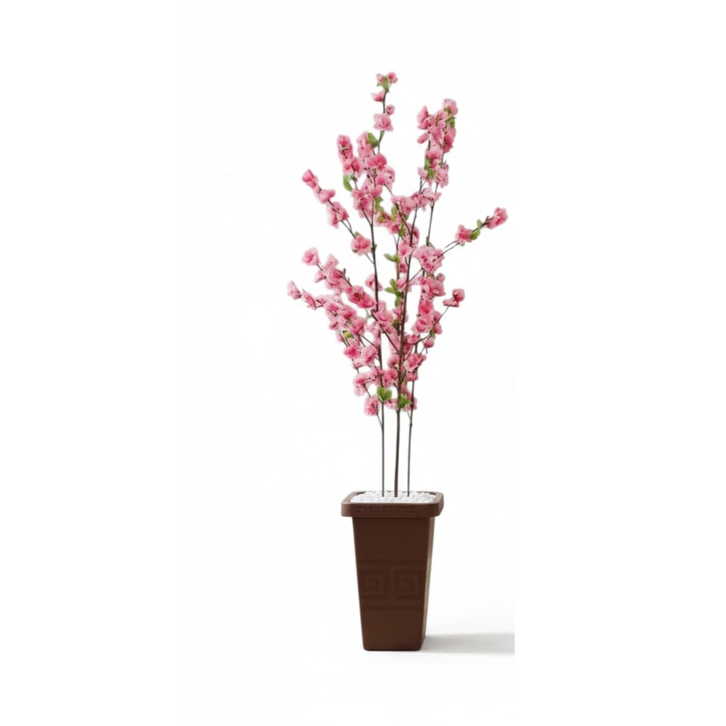 Planta Artificial Flores Cerejeira  Rosa com Vaso Grande Decoração Casa Enfeite Sala Elegante