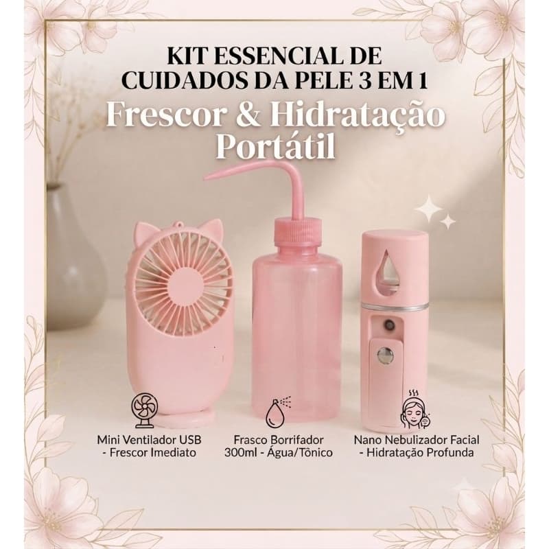 Kit Secagem de Cílios com Nano Mister e Mini Ventilador USB e Pisseta para Lash Designer