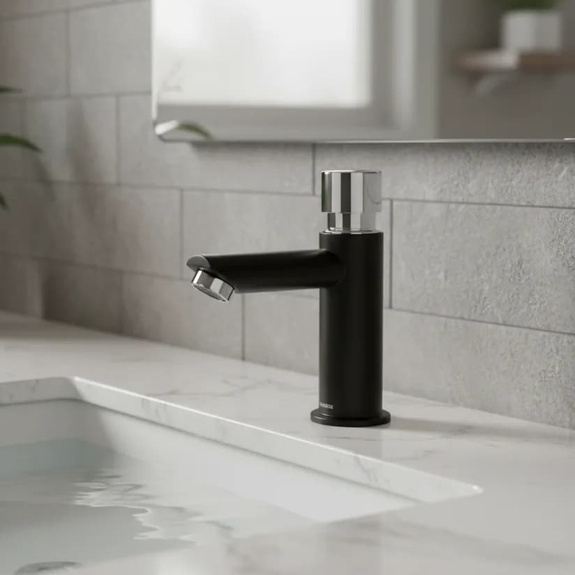 Torneira Banheiro Lavatório De Mesa Com Temporizador Fechamento Automático ABS