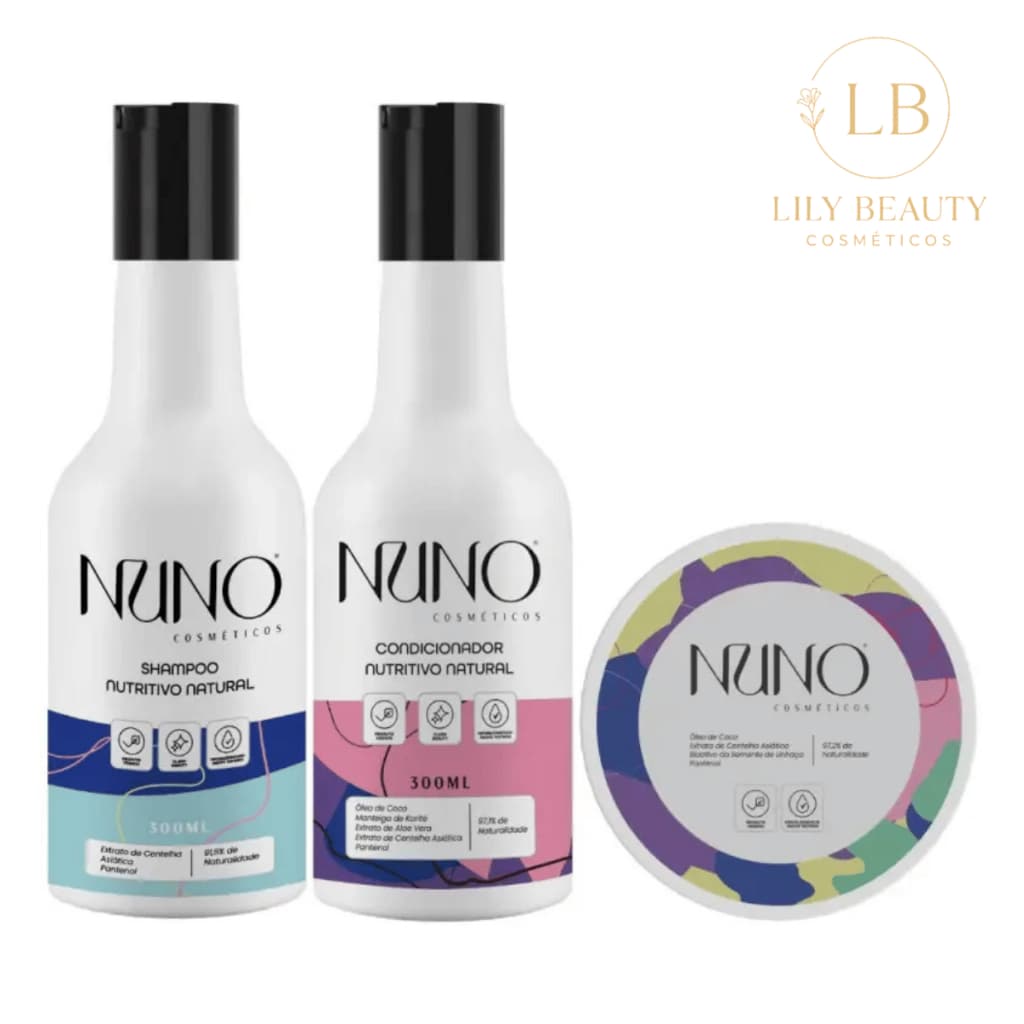 Kit Capilar Nutritivo Shampoo Condicionador Máscara Natural Nuno
