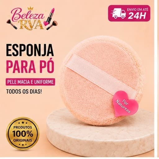 Esponja para Pó Facial - Puff Macio - Sem marcar e Acabamento Natural