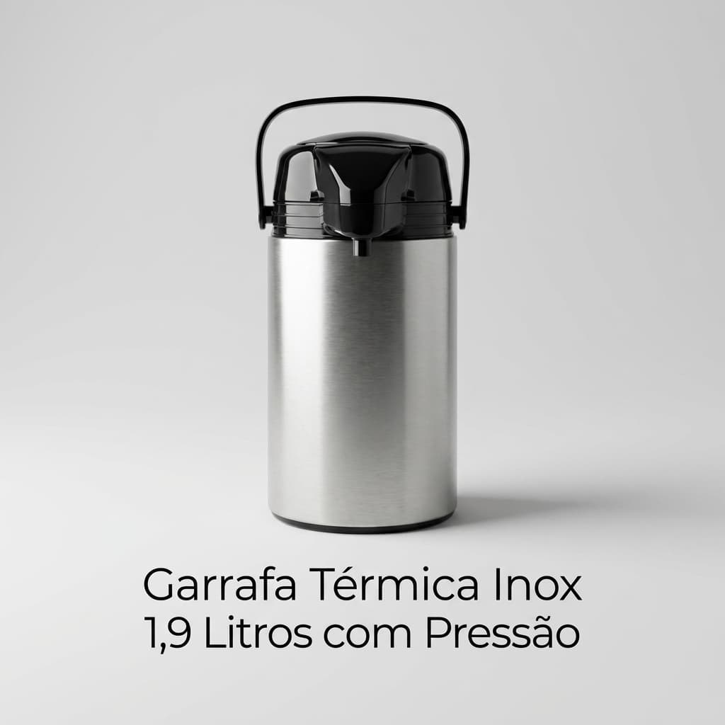 Garrafa Térmica Inox 1,9 Litro Pressão Café Chá Bebidas Água Mantém Temperatura Envio Imediato