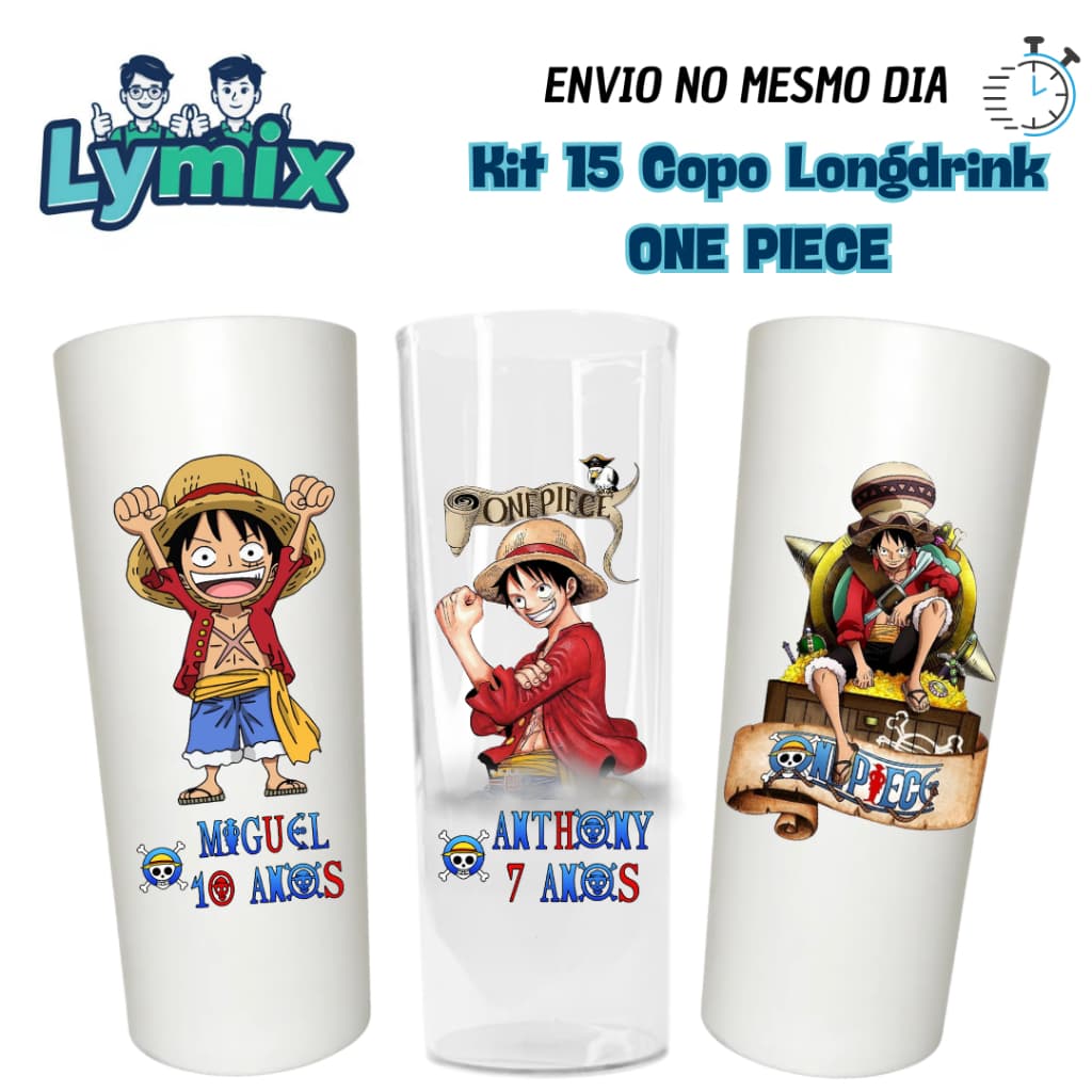 kit a Partir de 10 Unid copo Long Drink 300ML ONE PIECE Personalizado - qualquer tema - Lembrancinha - aniversário-festa