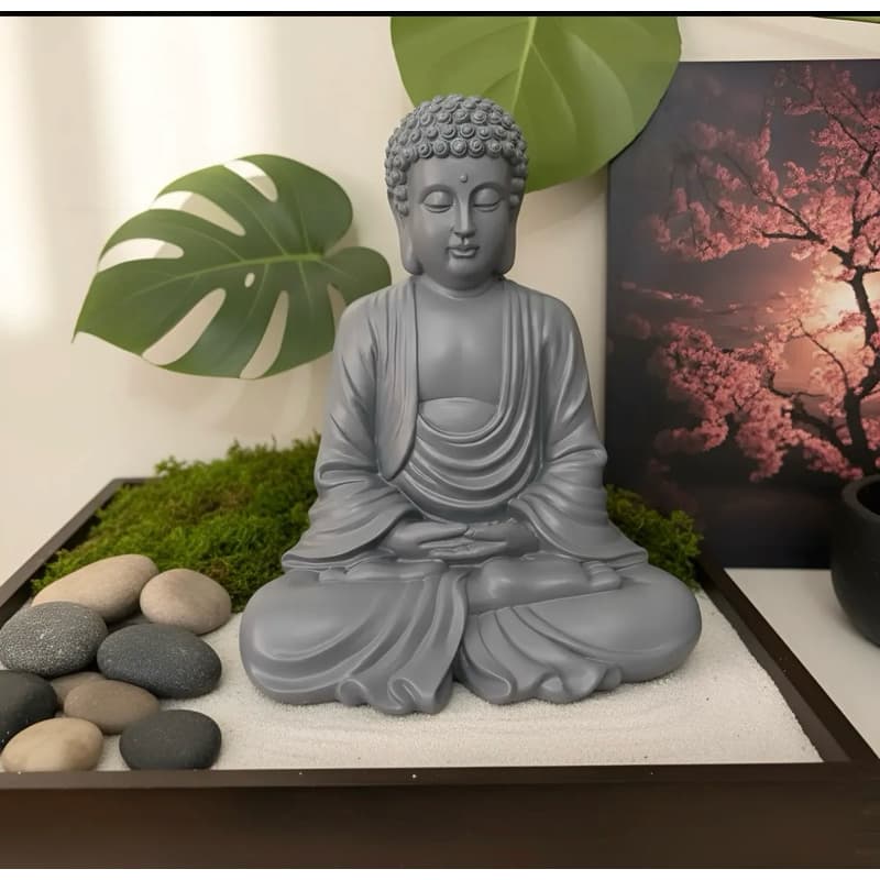 Buda Grande 38 cm Arquétipo Gesso Decoração Feng Shui Casa