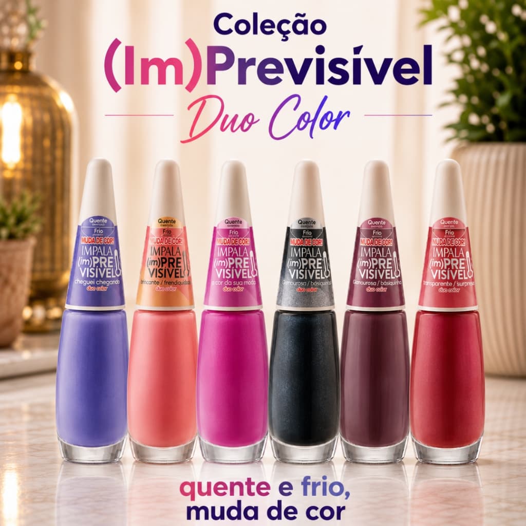 Kit Esmaltes Impala Coleção Imprevisivel Muda de Cor Quente Frio Atacado Fanfiqueira