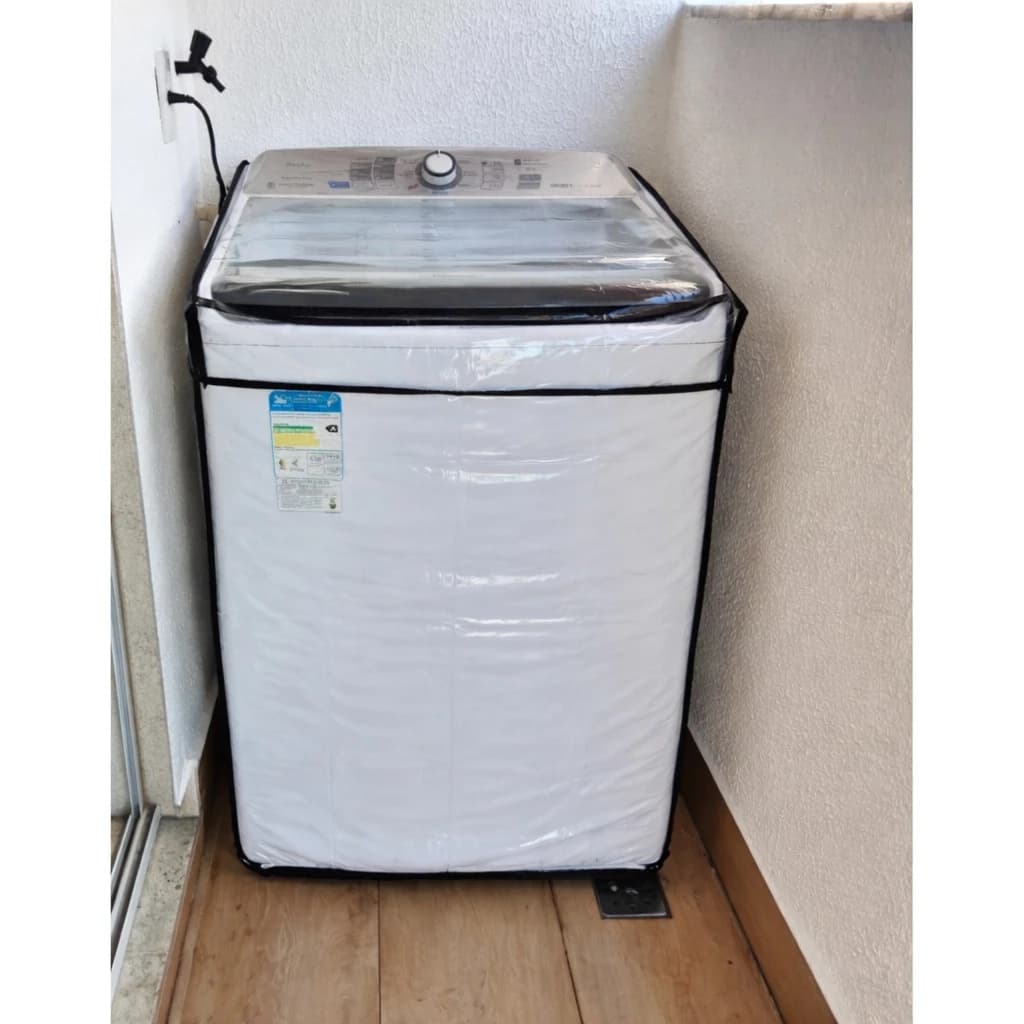 Capa para Máquina de Lavar Roupa 8 a 15kg – PVC Transparente Reforçado Com Elástico