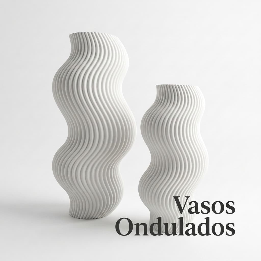 Conjunto 2 Vasos Ondulados Esculturais Decorativos Premium