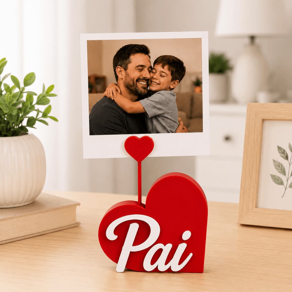 Porta Retrato Dia dos Pais Coração Porta Foto Presente Criativo Mesa Decoração Lembrança Afetiva