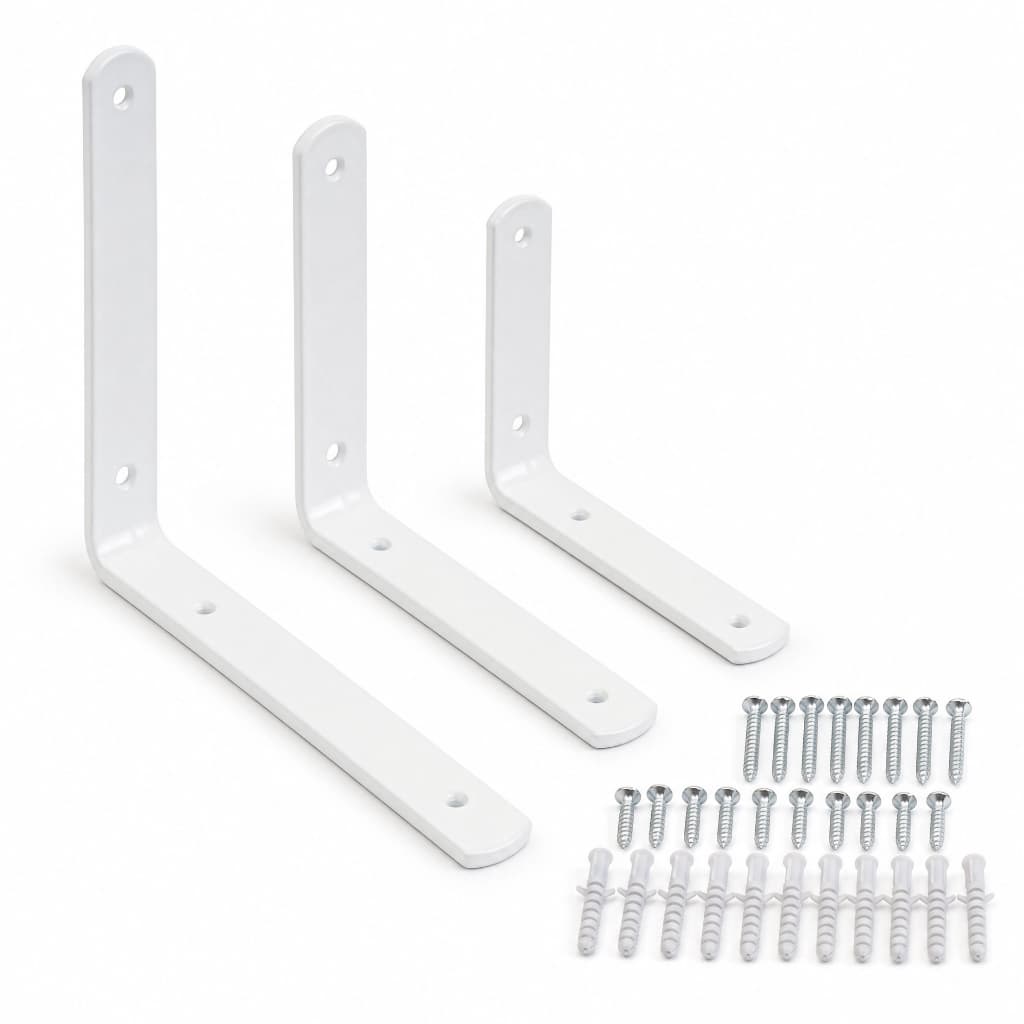 Kit Cantoneira Mão Francesa em L 15/25/30cm + Parafusos - Suporte para Prateleira