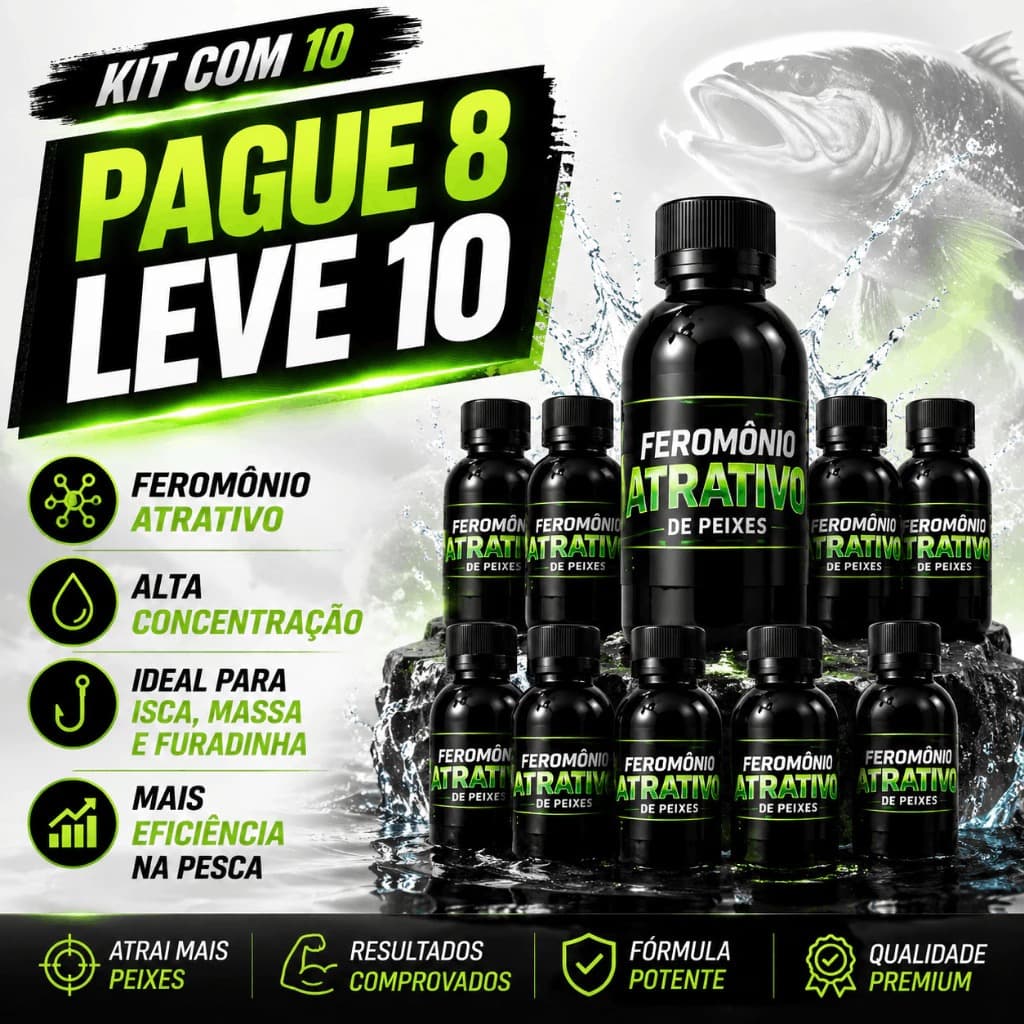 Kit 10 Feromônio Atrativo Para Pesca Concentrado Isca Massa Ração Furadinha
