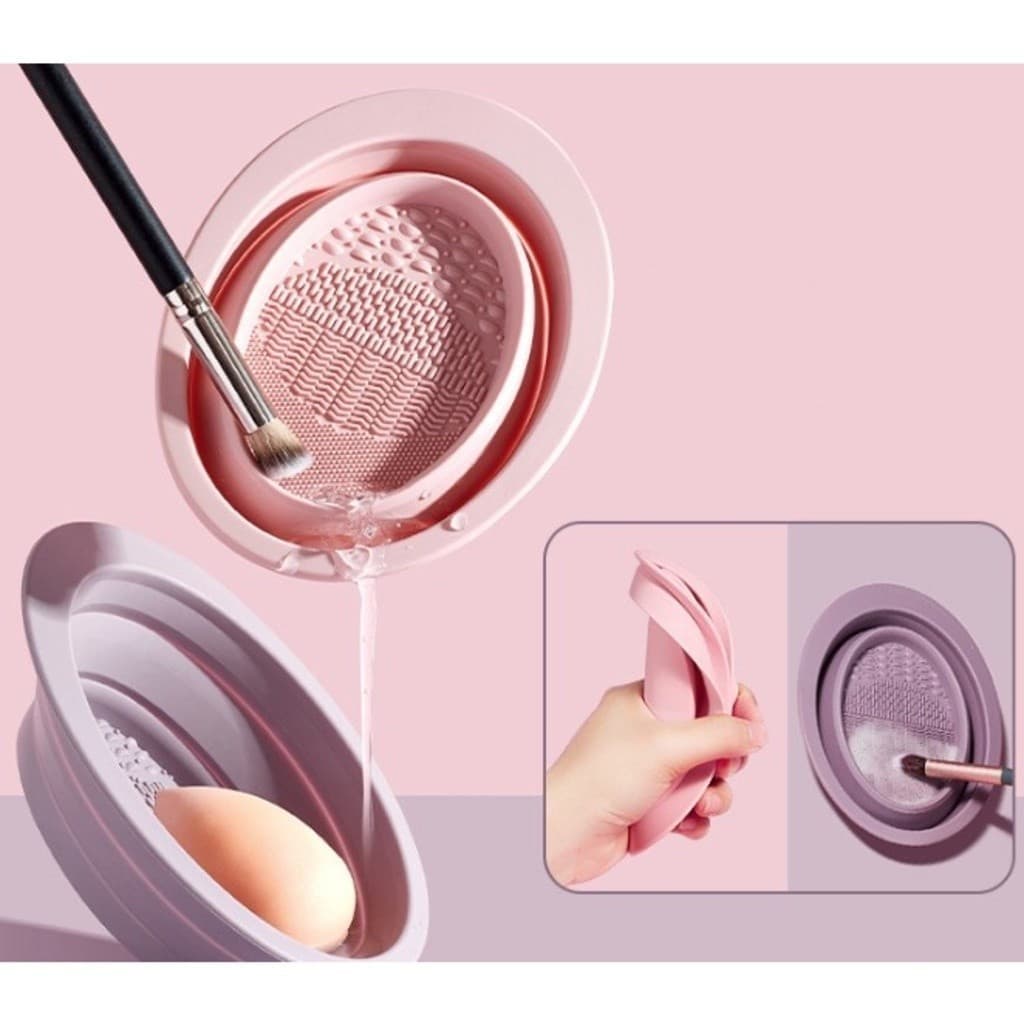 Tigela Dobrável de Silicone 9cm Para Limpeza Eficiente de Pincéis e Esponjas de Maquiagem